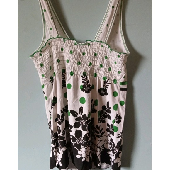 Vintage Gitano Womens Sleeveless Black Green Floral Tank Top Shirt Blouse SZ S - Picture 5 of 6